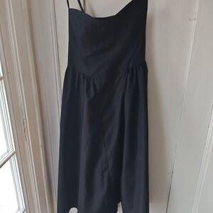 SHEIN Plus Size Basque waist Black Midi Dress